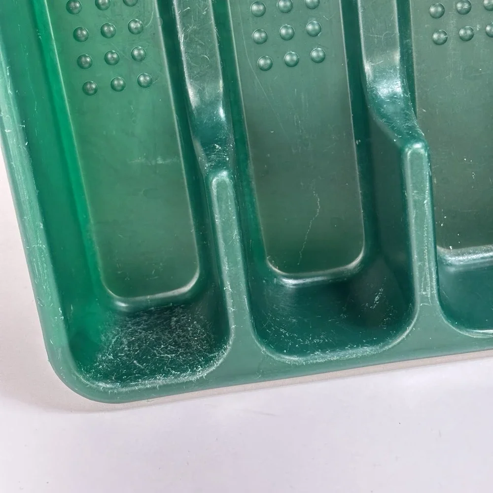 Vintage Rubbermaid Silverware Flatware Storage Tray Organizer #2925 Dark Green
